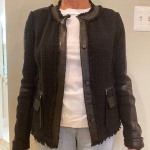 Rebecca Taylor Snap Front Jacket with Leather Trim